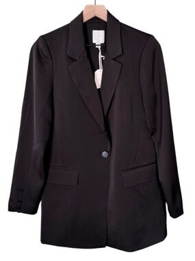NWT Joie Blazer Jacket Notch Lapel One Button Closure Black Women’s Size 2